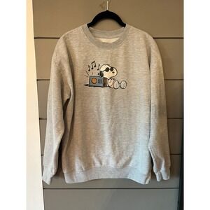 Peanuts Snoopy Records Music‎ Radio Graphic Sweatshirt Pullover Women's Medium